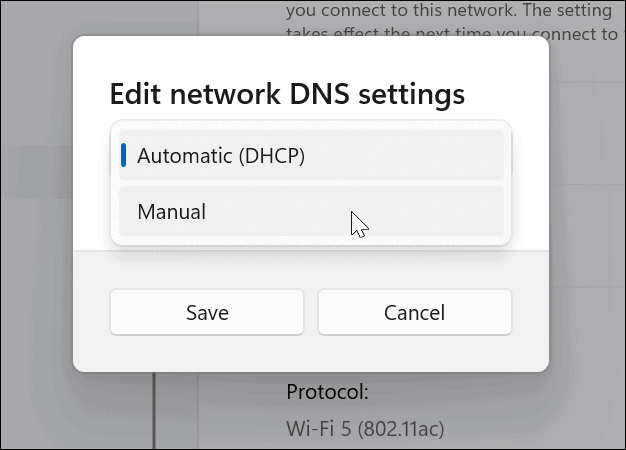 editați setările DNS