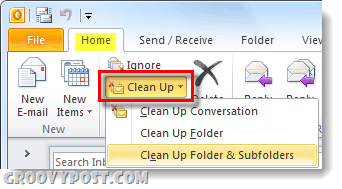 curățați folderul sau conversațiile în perspectiva 2010