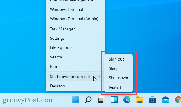Fără opțiunea Hibernare din meniul Windows + X din Windows 11