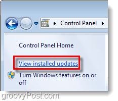 vizualizați actualizările Windows 7 instalate