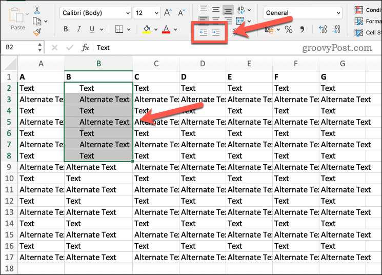 Indentarea textului în Excel