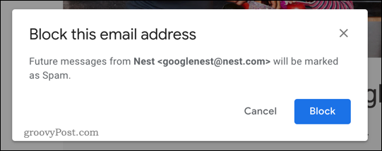 Butonul de blocare din Gmail