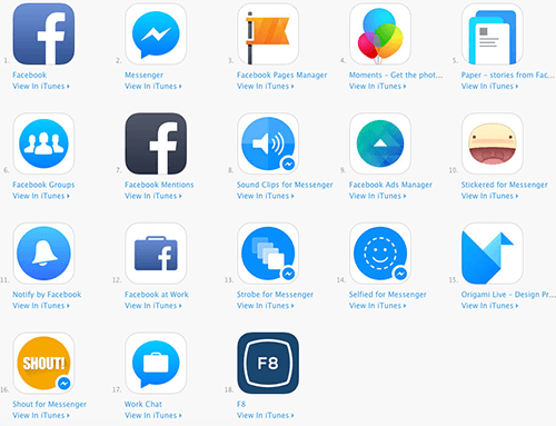 iTunes stochează opțiunile aplicației Facebook