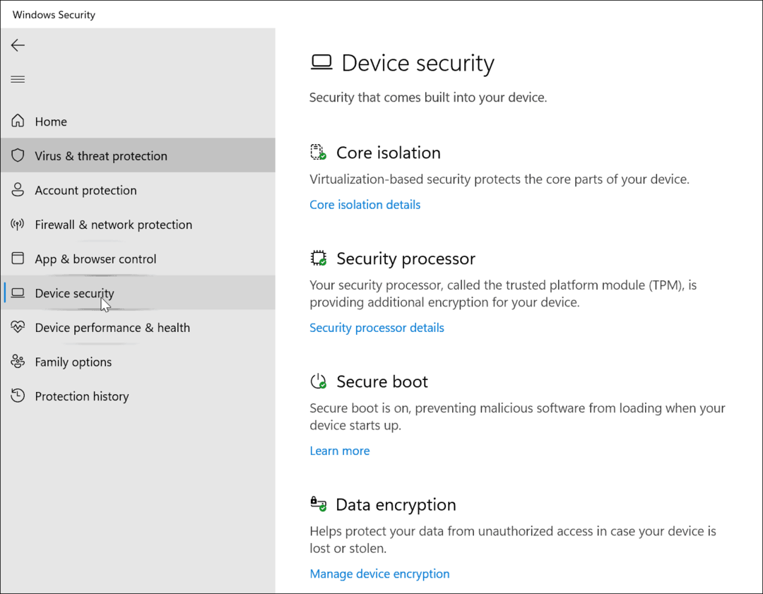 securitatea dispozitivului windows security windows 11