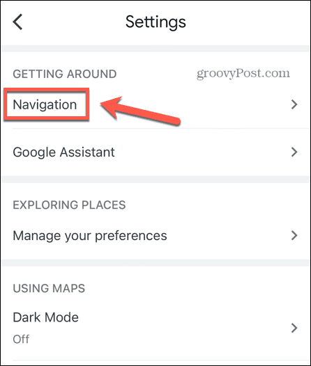setări de navigare google maps