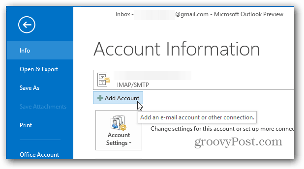 Adăugați contul Outlook 2013