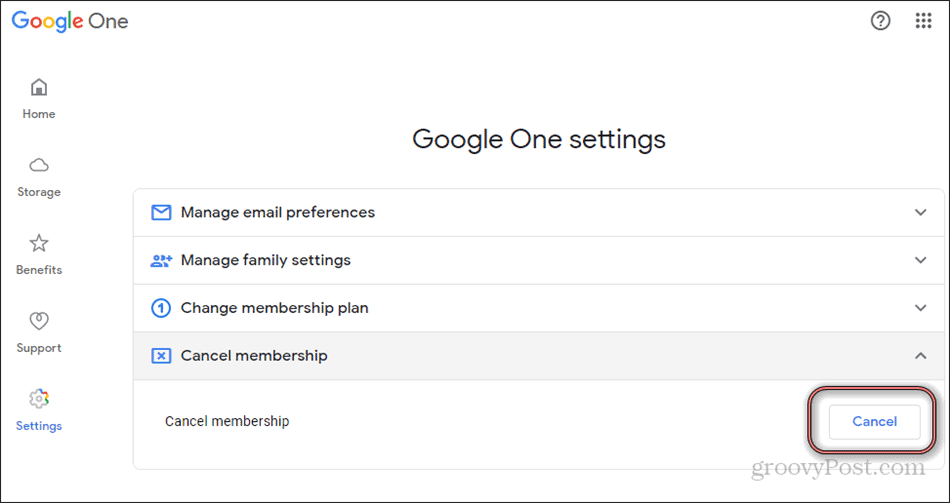 Google One anulează abonamentul
