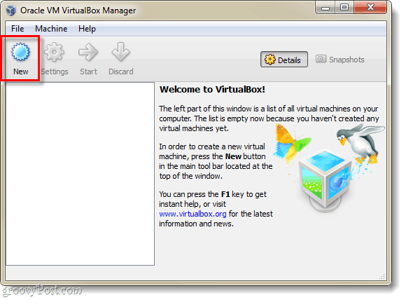 creați o mașină virtuală virtualbox