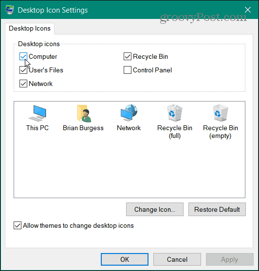 pictogramele restaurează pictogramele de pe desktop pe Windows