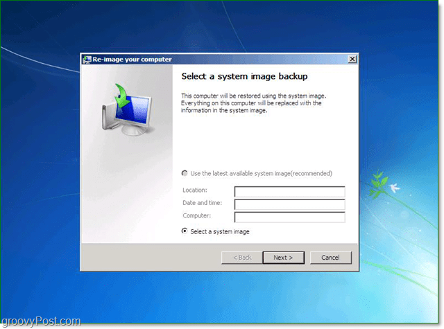 selectează-ți o copie de rezervă a sistemului de Windows 7