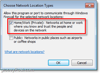 cum să selectați manual o rețea pentru excepția firewallului dvs. Windows 7