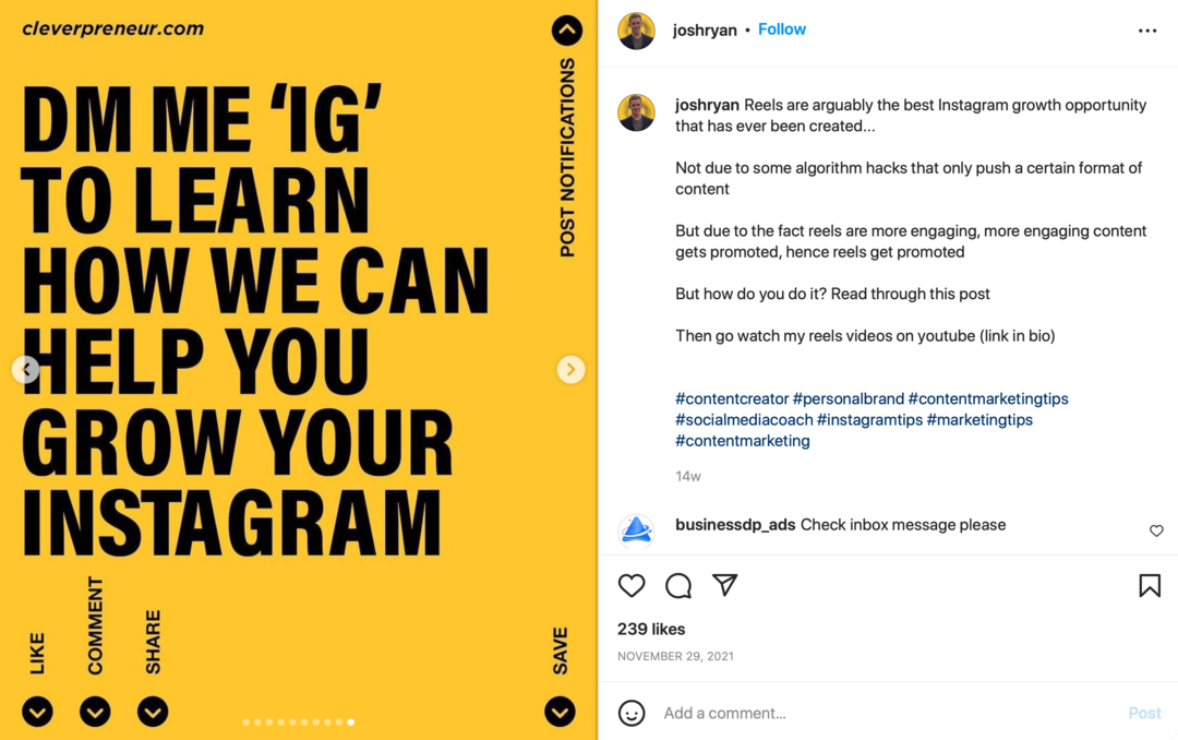 Creșterea unei urmăriri Instagram care se convertește: Social Media Examiner