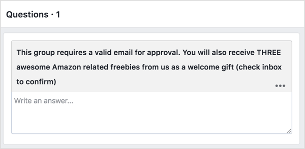 Rugați potențialii membri ai grupului Facebook să furnizeze adresa de e-mail în schimbul unui cadou gratuit.