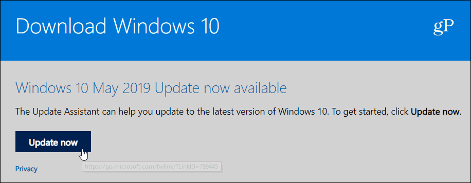 Actualizați Windows 10 1903 mai 2019 Actualizare
