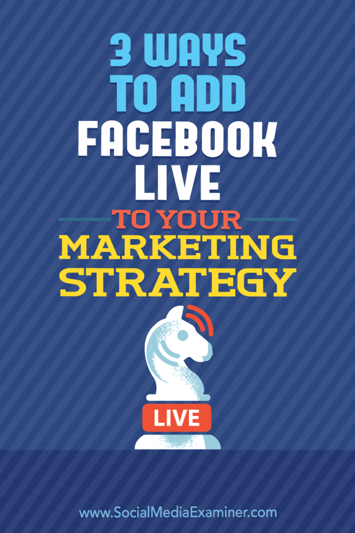 3 moduri de a adăuga Facebook Live la strategia dvs. de marketing de Matt Secrist pe Social Media Examiner.
