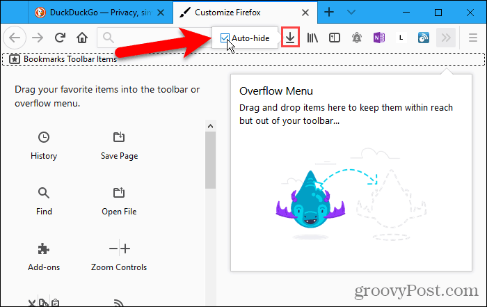 Dezactivați butonul Auto-hide pentru Descărcări în Firefox