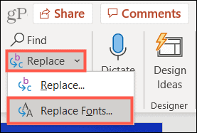 Acasă, înlocuiți, înlocuiți fonturile în PowerPoint