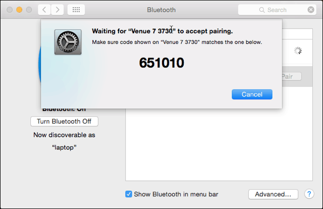 Asociere Bluetooth pe partea Mac