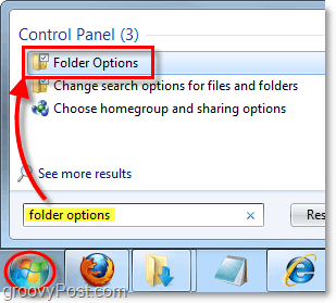 ajustați opțiunile de folder pentru Windows 7