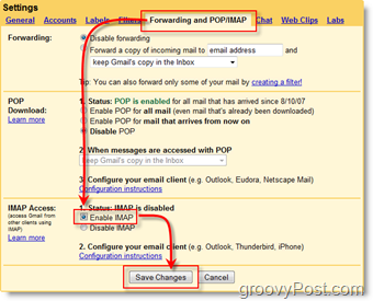 Utilizați Outlook 2007 cu GMAIL Cont Webmail folosind iMAP