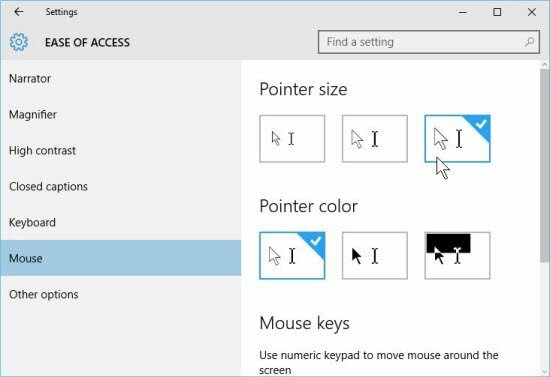 Sfat pentru Windows 10: Măriți dimensiunea și culoarea indicatorului mouse-ului