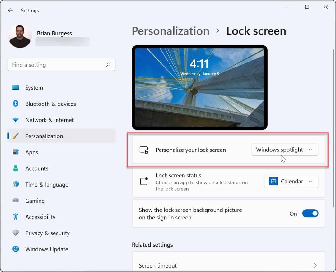 Personalizați ecranul de blocare Windows 11