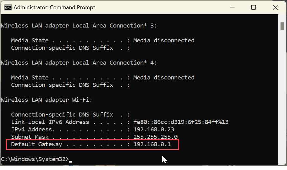 Găsiți adresa IP a routerului dvs. pe Windows 11
