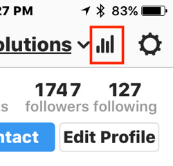 Atingeți pictograma graficului de bare pentru a accesa Instagram Insights.