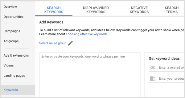 Google Adwords adaugă cuvinte cheie la grupul de anunțuri