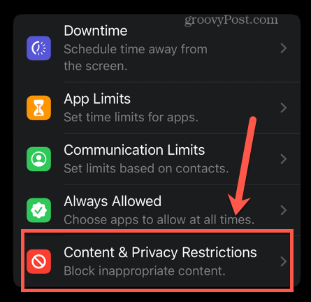 restricții privind conținutul și confidențialitatea iPhone