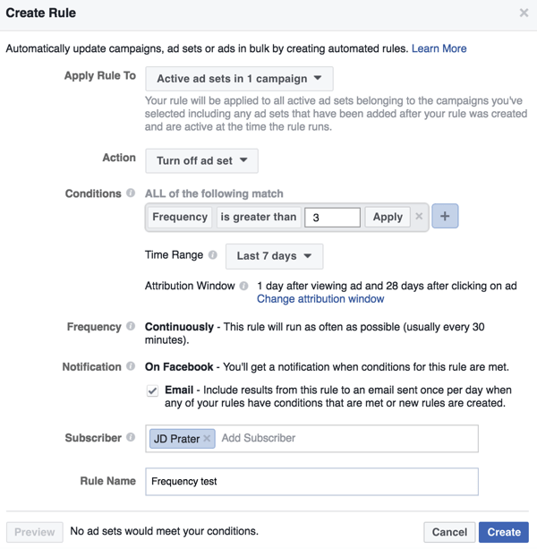 Configurați o regulă automatizată Facebook în Power Editor.