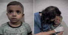 Așa a încercat medicul să-l calmeze pe copilul palestinian care tremura de frică în timpul atacului israelian