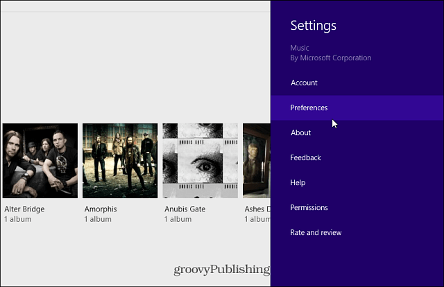 Preferințe Xbox Music