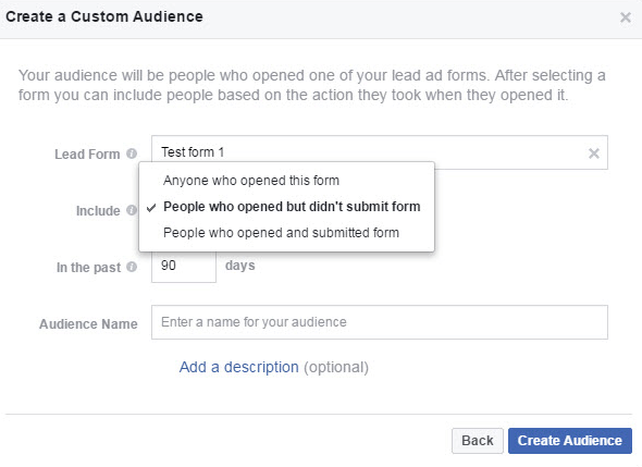 Creați un public de implicare personalizat în Facebook Audience Manager.