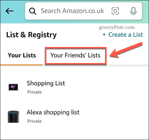 Vizualizați listele de dorințe de prieteni în aplicația Amazon