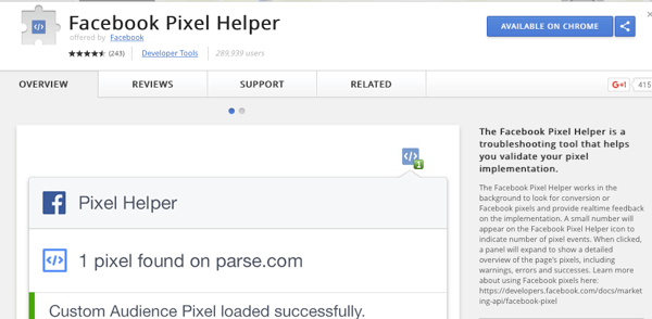 Instalați Facebook Pixel Helper pentru a verifica dacă urmărirea funcționează.