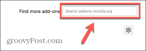 câmpul de căutare pentru suplimentele Firefox