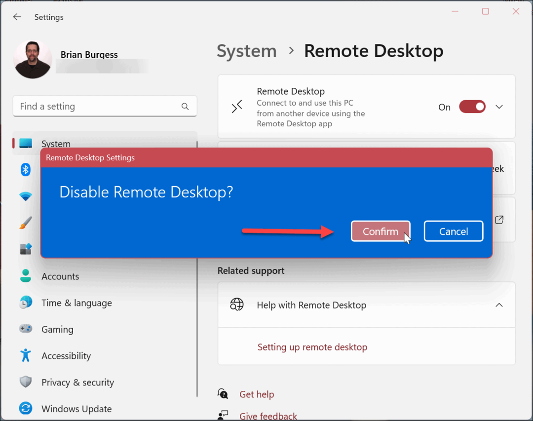 Cum se dezactivează Desktop la distanță pe Windows 11