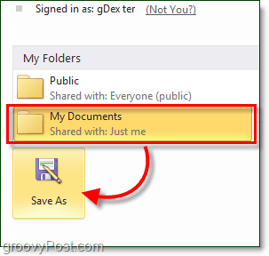 selectați un folder Windows skydrive live