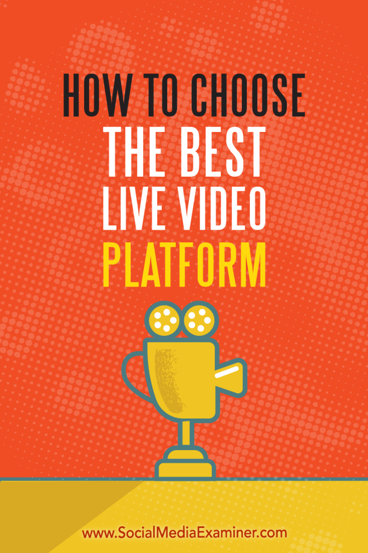 Cum să alegeți cea mai bună platformă video live de Joel Comm pe Social Media Examiner.