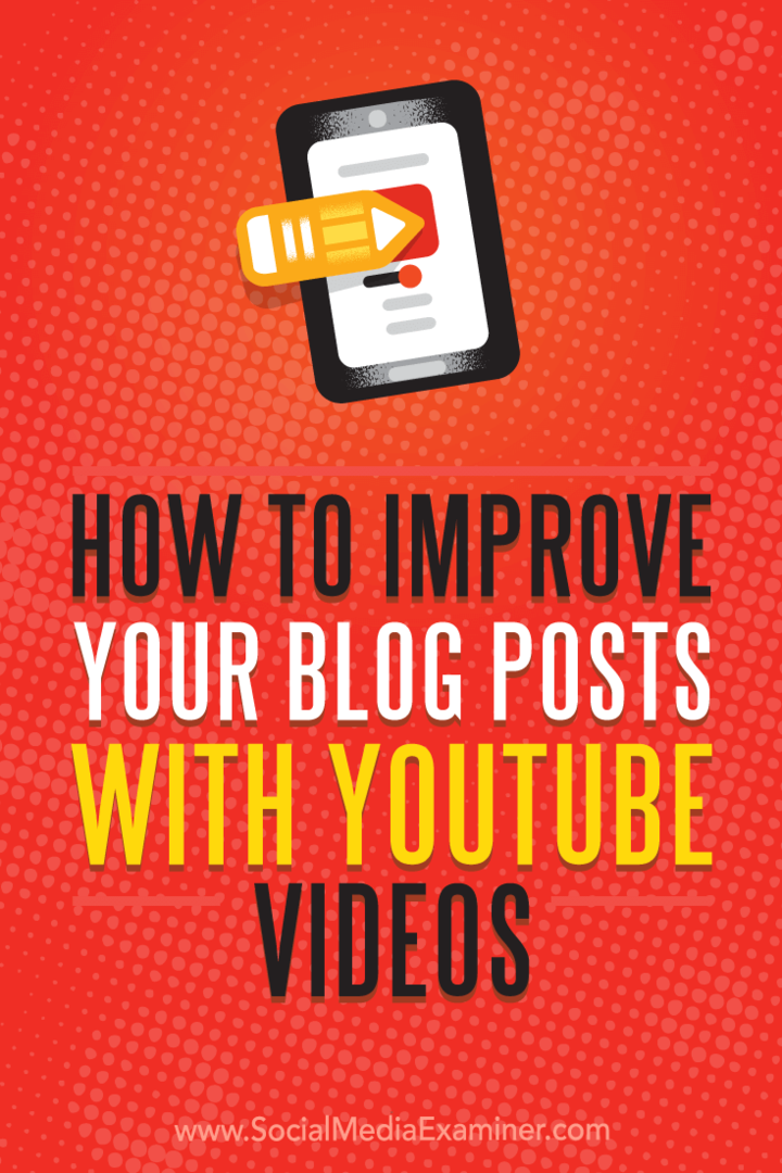 Cum să vă îmbunătățiți postările de blog cu videoclipurile YouTube de Ana Gotter pe Social Media Examiner.