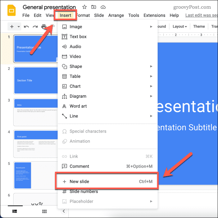 Creați un nou diapozitiv în Google Slides
