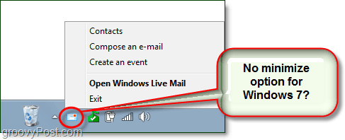 cum să minimizați e-mailurile directe pe tava de sistem în Windows 7