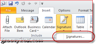 Atașați o carte de vizită în semnătură de e-mail Outlook 2010