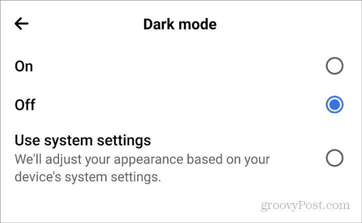 Facebook Dark Mode Setări Android Confidențialitate Dark Mode activat
