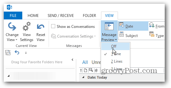 Cum să personalizați previzualizarea mesajelor în Outlook 2013