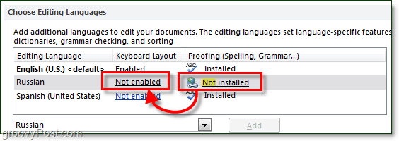 permiteți verificarea ortografică și aspectele tastaturii pentru limbile de minereu în Office 2010