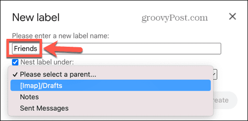 numele etichetei gmail