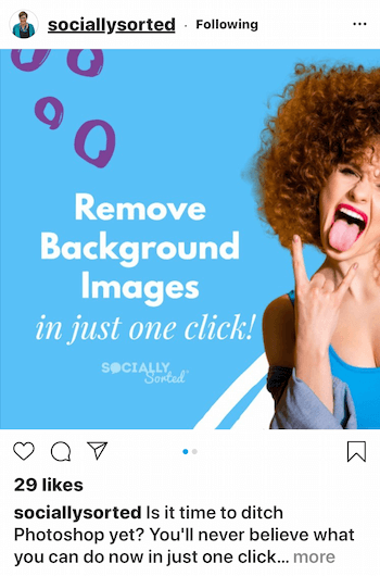 Postare Instagram sortată social cu font luminos pe fundal mai închis