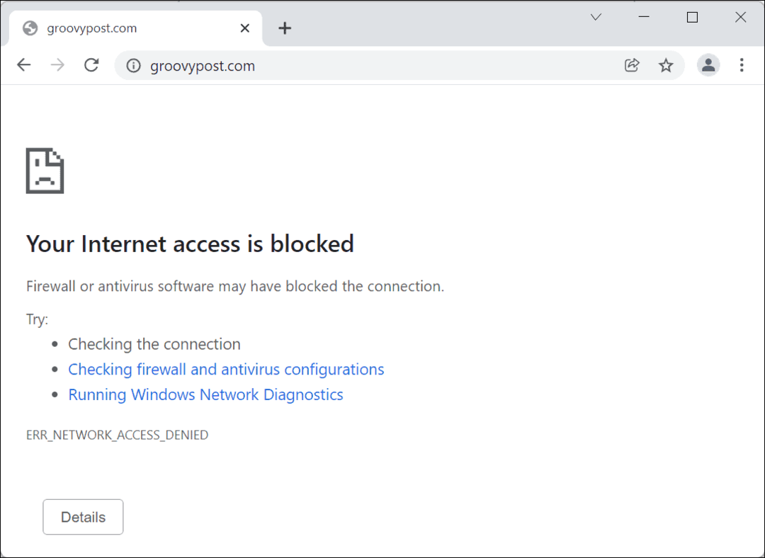  Acces la internet blocat Google Chrome